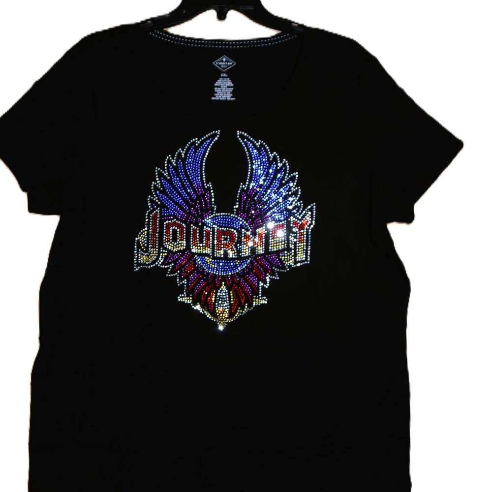 Journey rhinestone VN black short sleeved shirt XS S M L XL XXL 1X 2X 3X 4X 5X - Picture 3 of 6